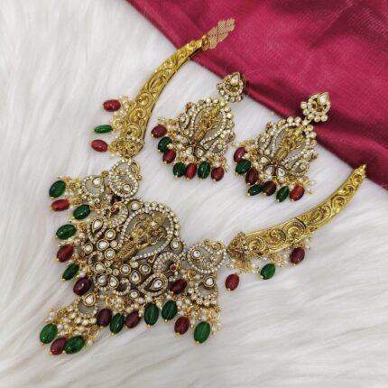 (W07) Victorian Venkateshwara Temple Necklace Set
