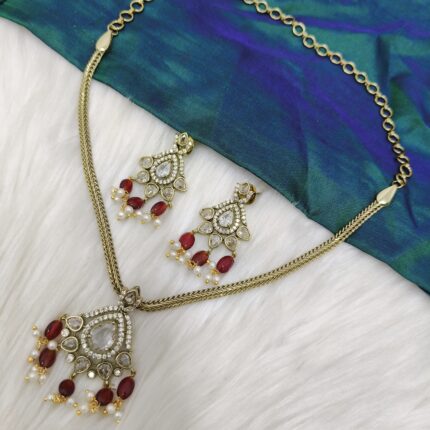 (W06) Victorian Minimalistic Pendant Necklace Set